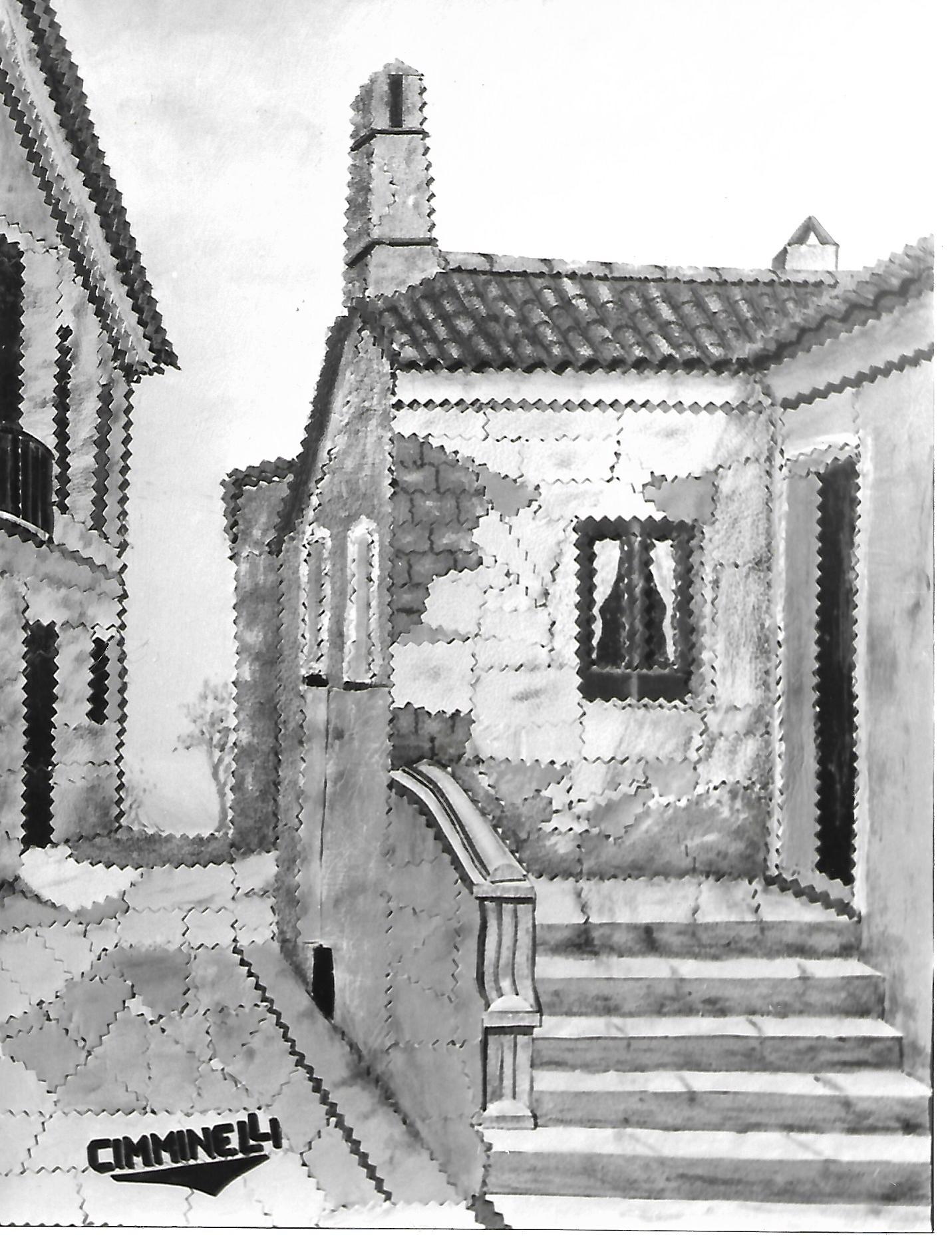 scorcio calabro - Collage in pelle cm 30 x 40  - 1985