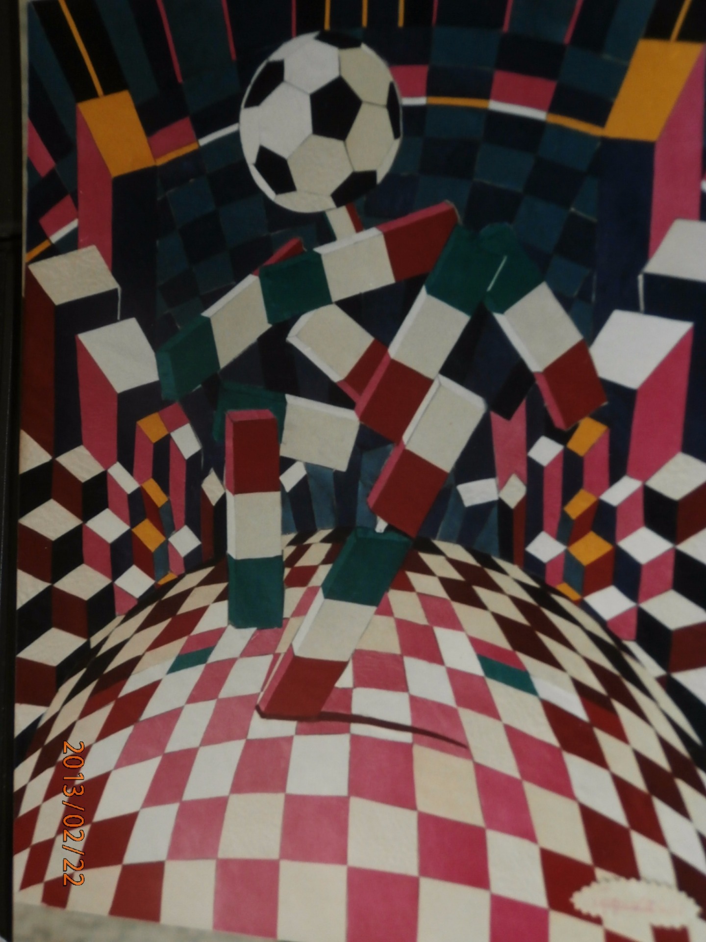 Collage in pelle cm 40 x 50 con Mascotte Italia 1990